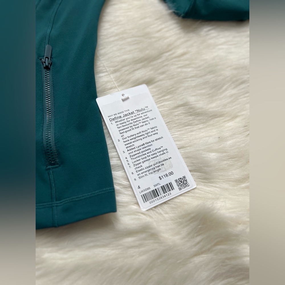 🆕Lululemon🍋 Define Jacket Nulu Colour Storm Teal Sz 4 - Picture 8 of 11